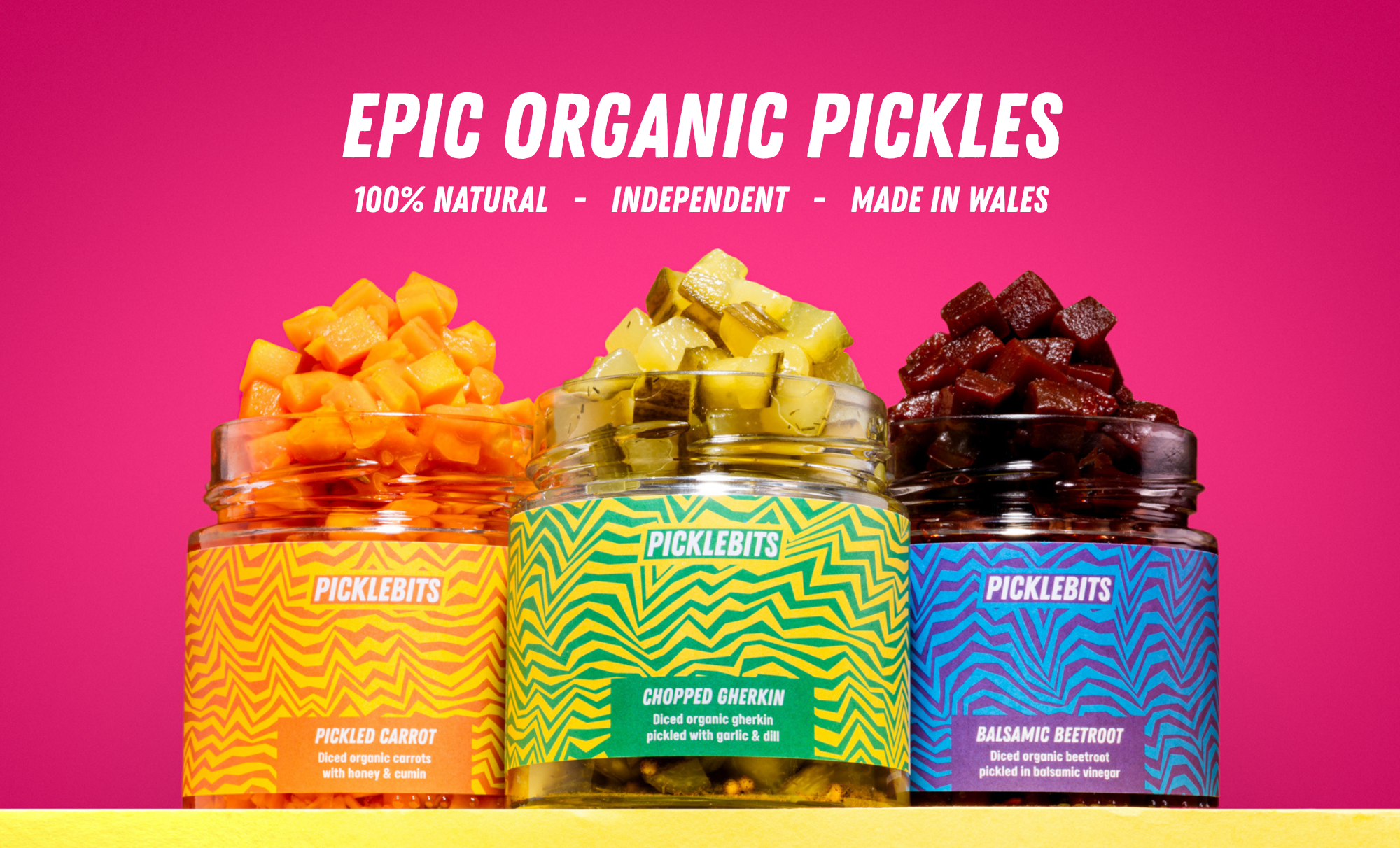 Chopped gherkins like Kosher dill pickles, beets and pickled carrot